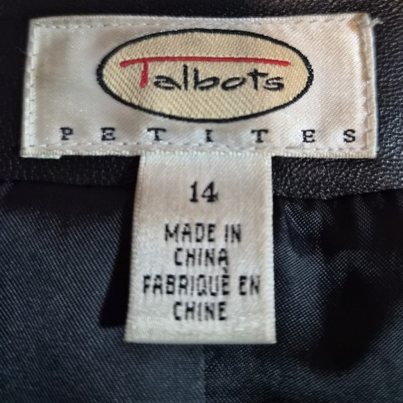 Talbots 100% Leather Moto Lady Jacket Black White Stitching Size 14P - Picture 3 of 8